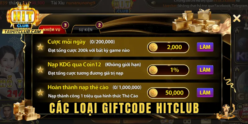 Các loại giftcode còn hạn sử dụng tại nhà cái HITCLUB